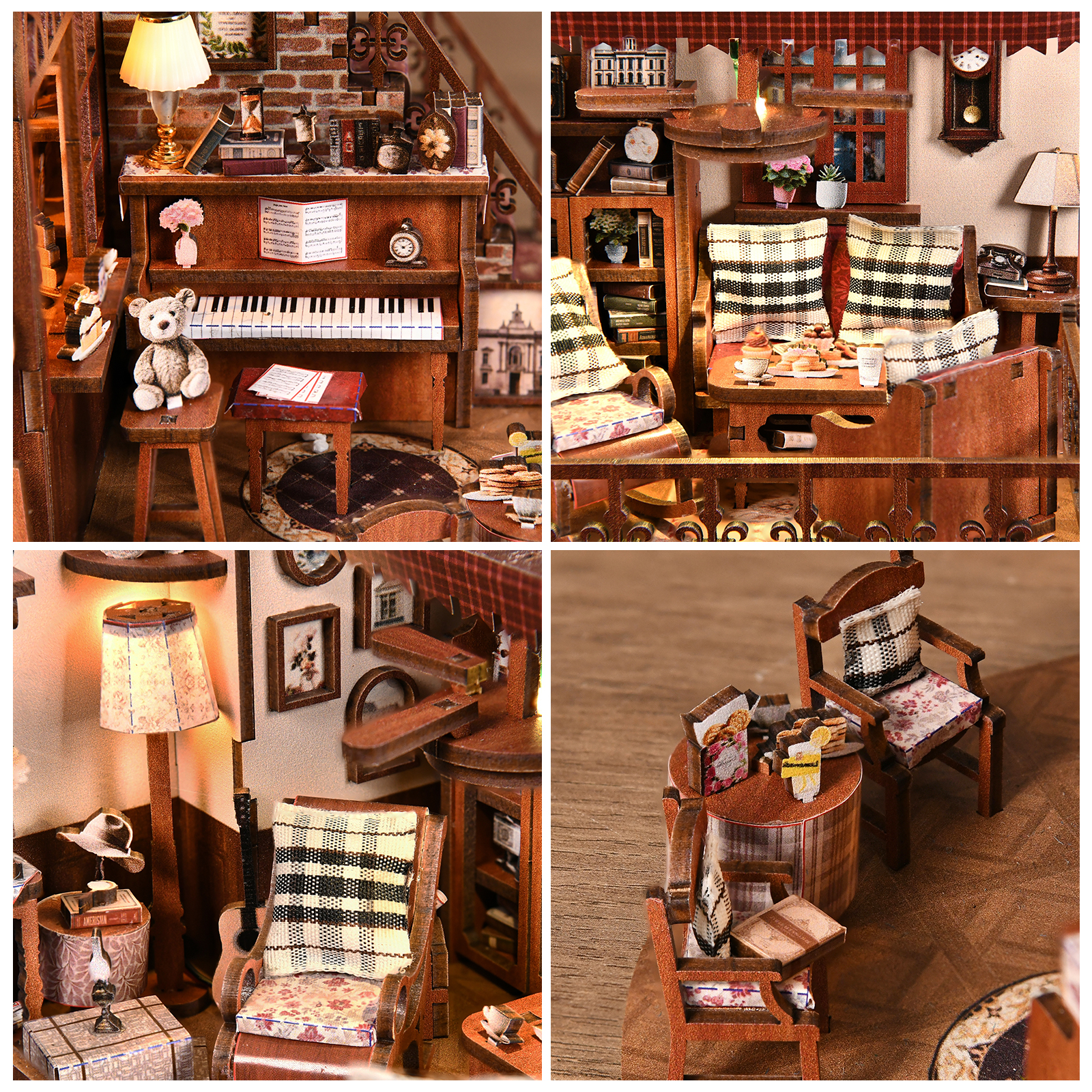 Sweet Corner Cottage Eco-friendly Luxury Wooden Book Nook Kit 3D Puzzle DIY Miniature House Home Decor As a Birthday Gift