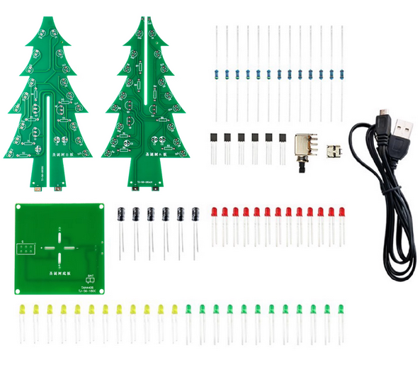 50set DIY Electronics Kit 3D Christmas Tree Soldering Practice Electronic Science Assembly Kit 3 Color Flashing LED