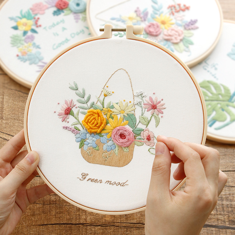 Diy Cross Stitch Hand Embroidery Kit Sets Flower for Beginner Handmade Linen Gift DIY Kit