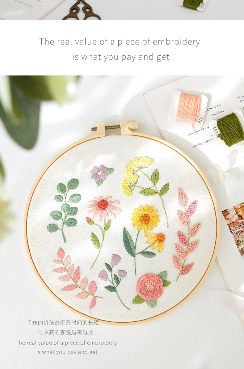 Diy Cross Stitch Hand Embroidery Kit Sets Flower for Beginner Handmade Linen Gift DIY Kit