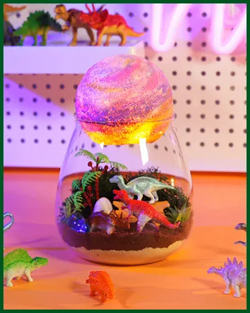 Kids DIY Dinosaur Terrarium Kit Moon Lamp Flower Pots