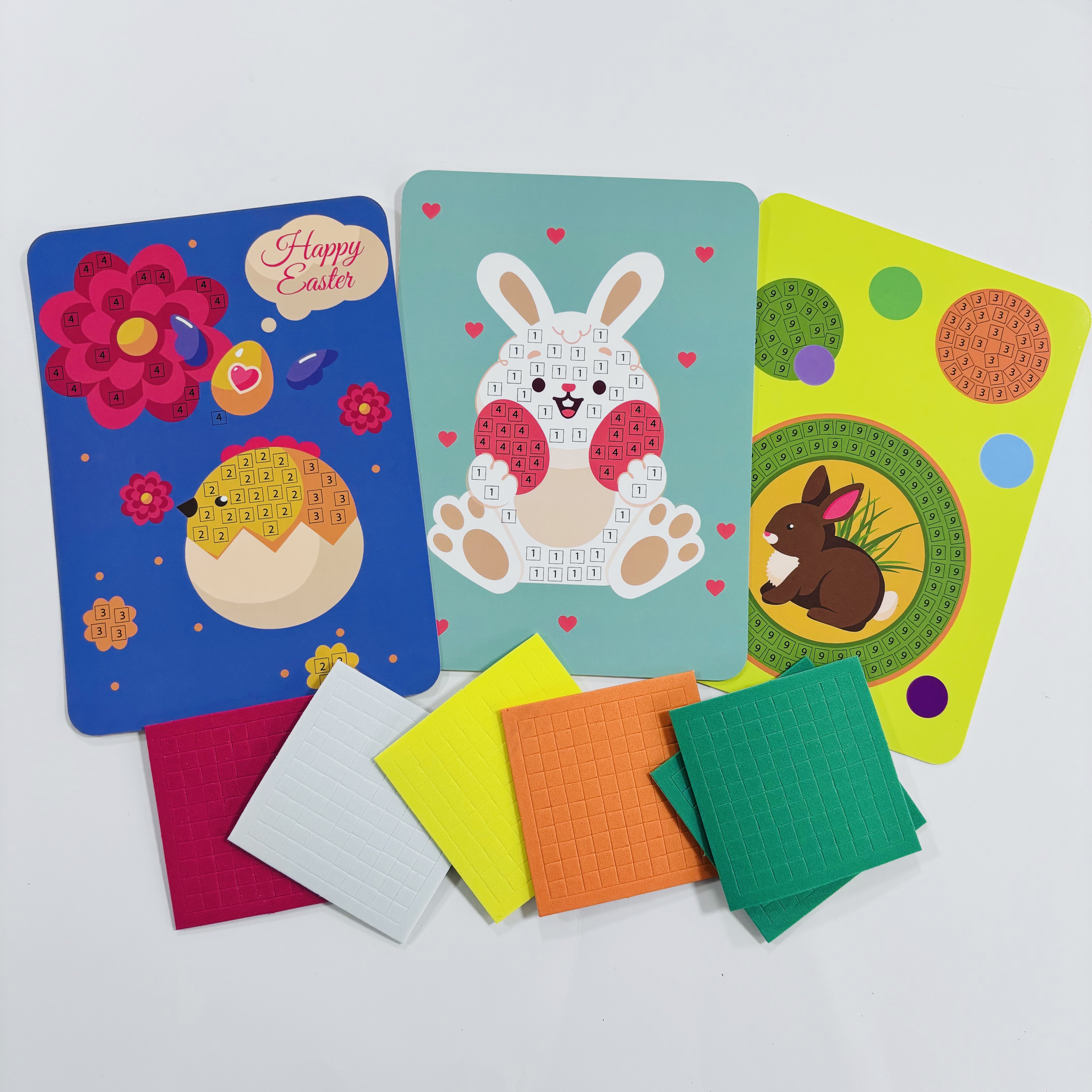 Children's Eco-Friendly 3D Cartoon Pattern DIY Easter Synthetic Paper Mosaic Craft Kit Decorative Stickers