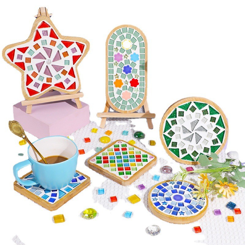 2024 Popular Handmade DIY Mosaic Wood Bamboo Coaster Kit for Home Decor Birthday Gift Adults Crafts