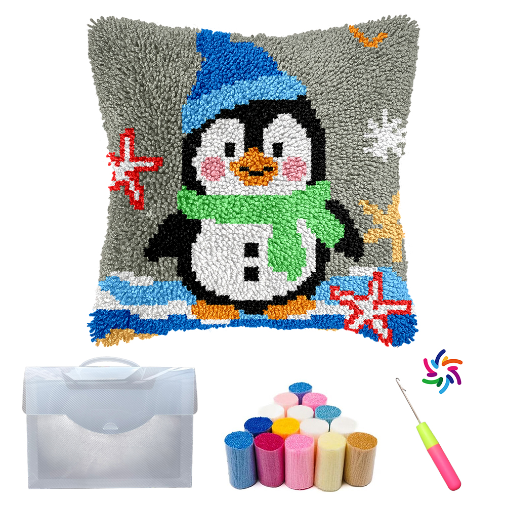 Christmas Snowman DIY Latch Hook Pillow Kit Handcrafted Home Decor Yarn Decoration Craft Gift Material Package Kits