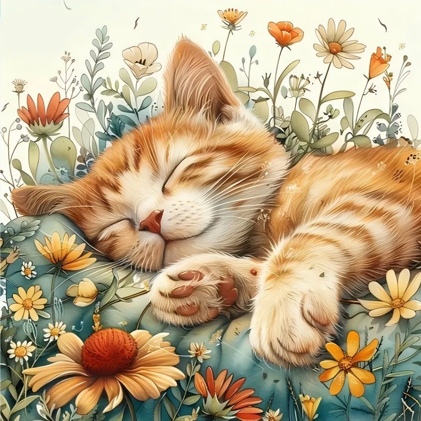 5D Diamond Embroidery Kit Handpainted Cat Cross Stitch Full Round DIY Animal Design 30x40cm/30x30cm for Home Decor
