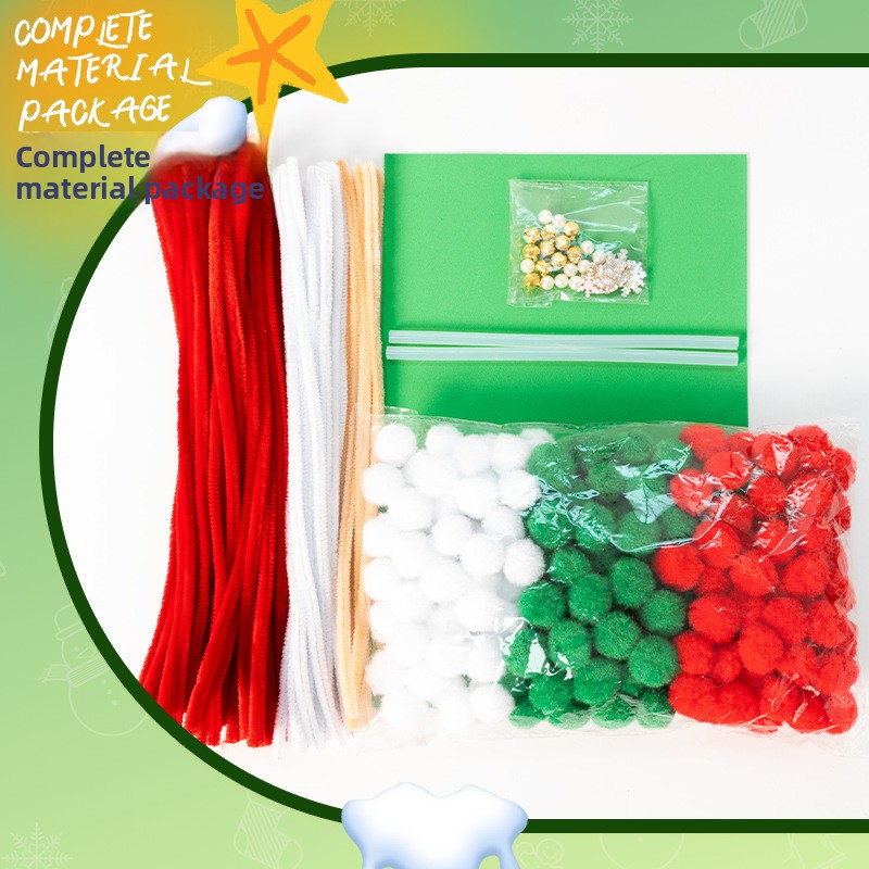 DIY Pompom Twist Stick Light-Up Christmas Tree Decoration Kit