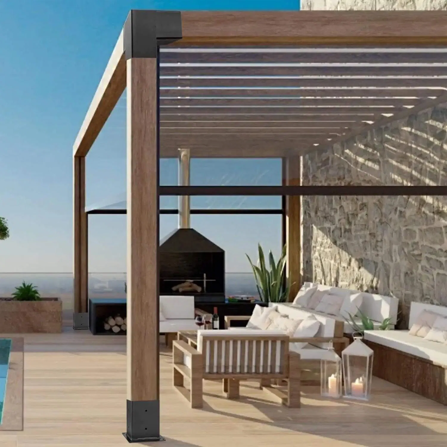 Modern 4X4 Pergola Stand Bracket Kit for DIY Wood Projects