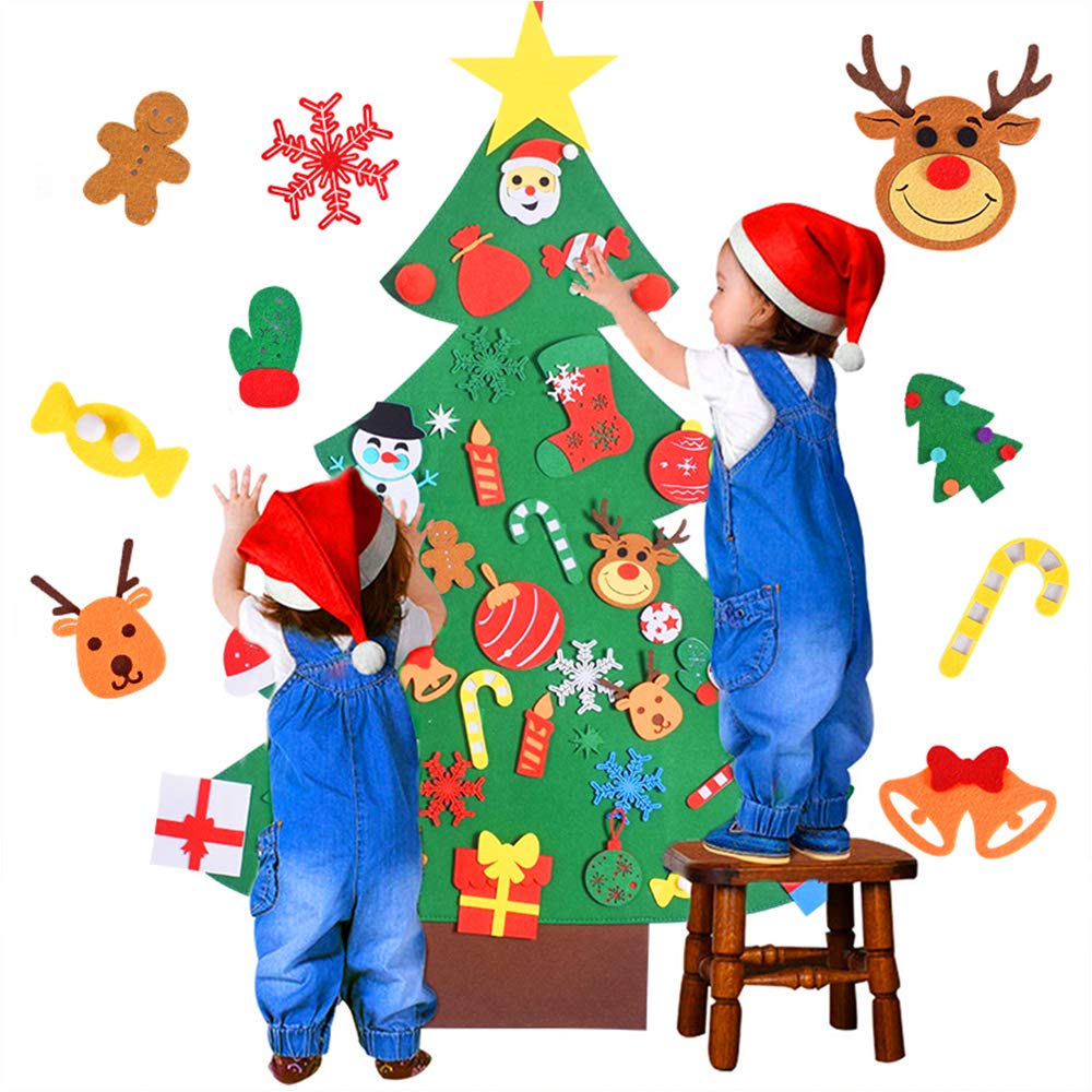 Merry Christmas Preschool Wall Hanging DIY Educational Toy 3D Felt Busy Board Craft Kit Kids Customized Colors Logo Intelligence