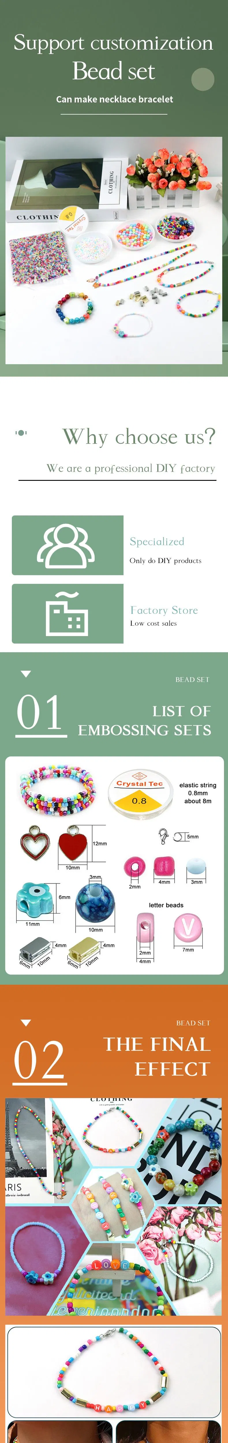 Handmade Polymer Clay Acrylic Plastic Beads DIY Bead Kit Bracelet Kids Jewelry Making Toys Kit