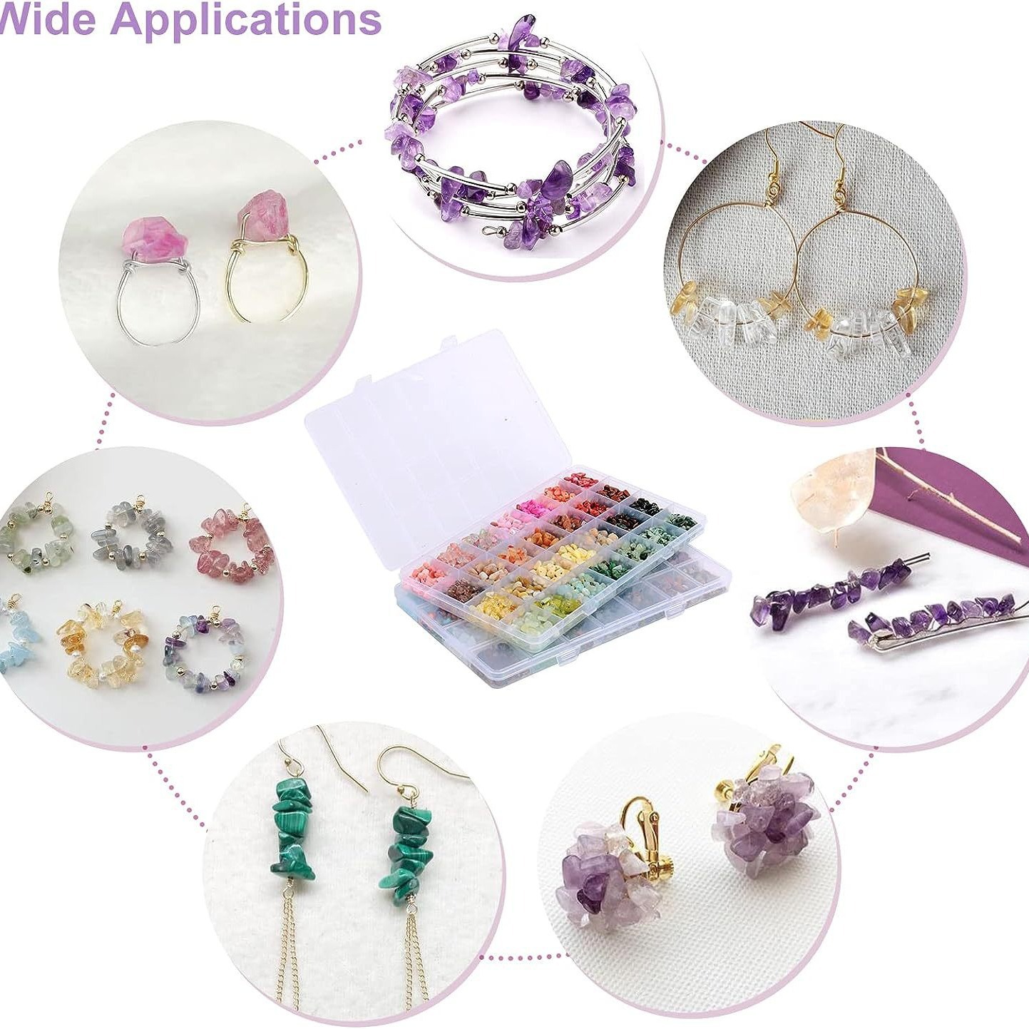 DIY Crystal Jewelry Making Kit Natural Irregular Gemstone Beads Set with Pliers Wire Charms for Bracelet Ring Earring Crafts