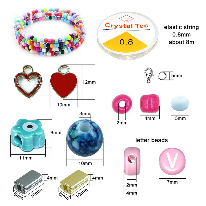 Handmade Polymer Clay Acrylic Plastic Beads DIY Bead Kit Bracelet Kids Jewelry Making Toys Kit