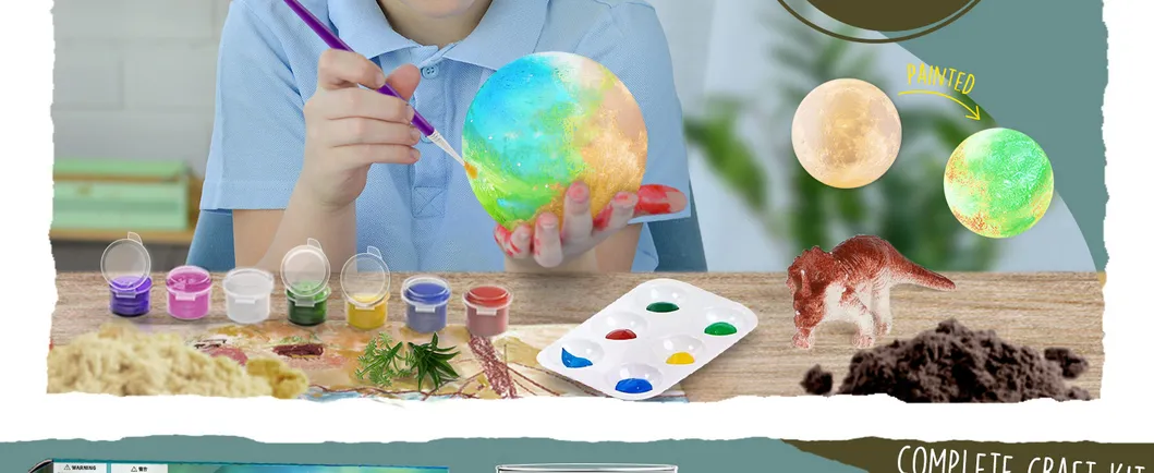 Kids DIY Dinosaur Terrarium Kit Moon Lamp Flower Pots
