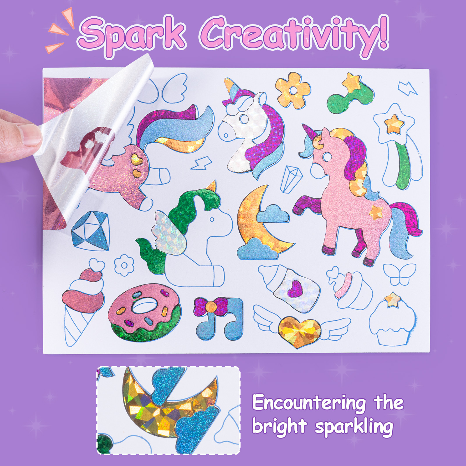 Innovative DIY Princesses Foil Art Stickers Kit Creative Paste Toys for Kids Paint Decorate Cards Easy-to-Use Creative Activity