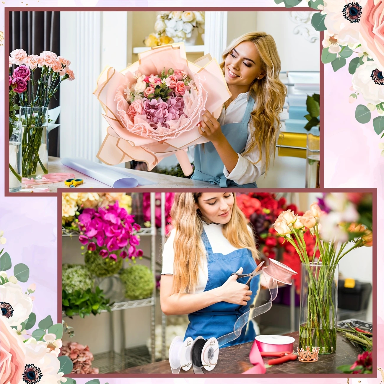 368 Pcs Florist DIY Craft Wedding Supplies Kit 3D Butterfly Pin Ribbon Bow Crown Flower Bouquet Accessories 368pcs Paper