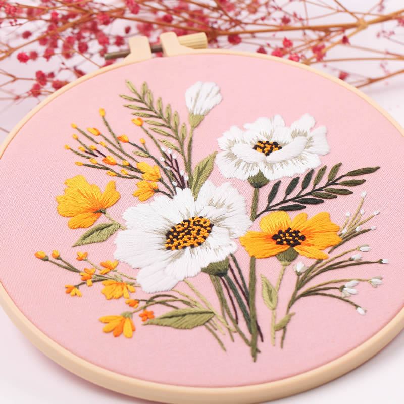 2026 Cross Stitch Kit Stamped Cross-Stitch Diy Set Embroidery Starter Kit Set With Flowers Plants Pattern