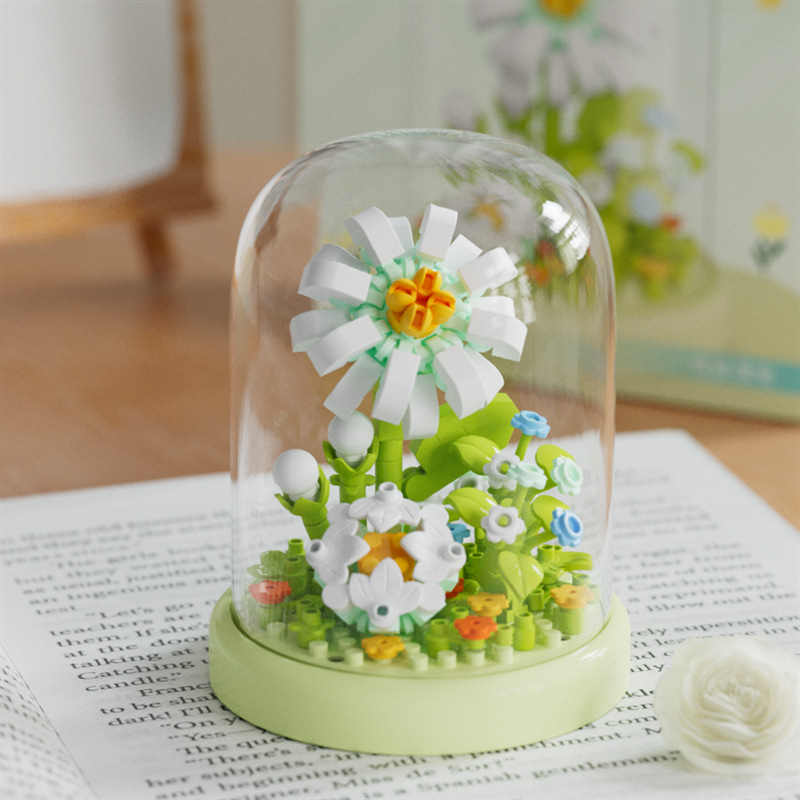 Mini Flower Bouquet Building Blocks Set DIY Model Kit 3D Small Desk Decoration Craft Gift for Women Girls