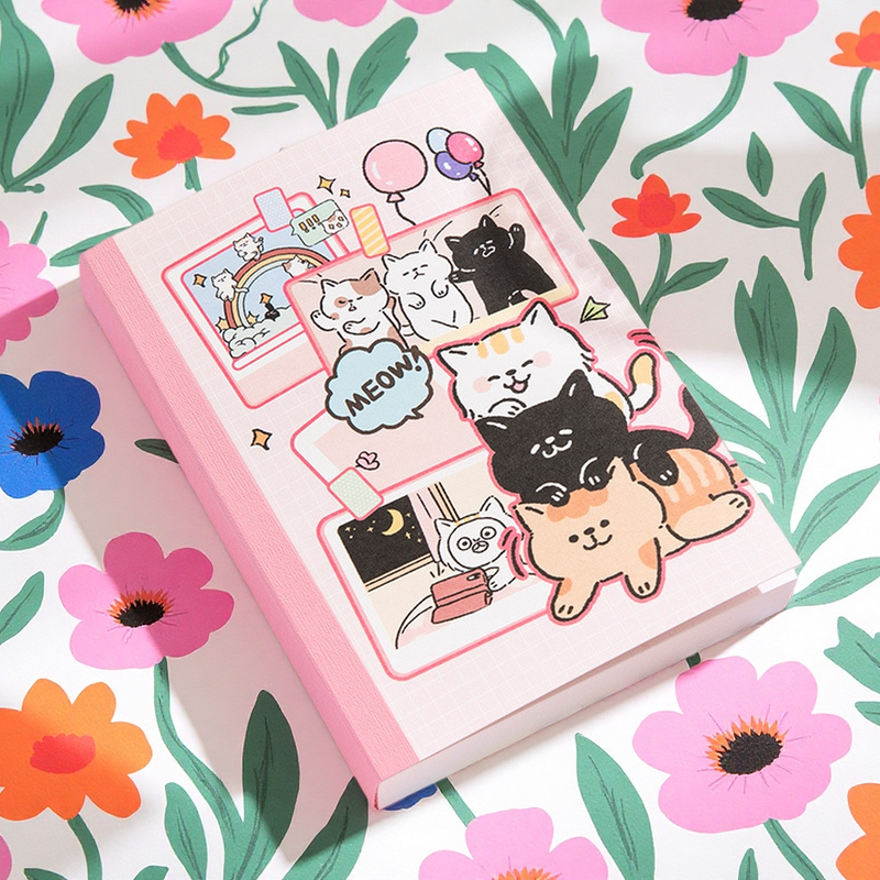 Cat Theme Cute Scrapbooking Kit A6 Grid Notebook Kawaii Stationery Set Journal Supplies Craft DIY Gift Girls New Year