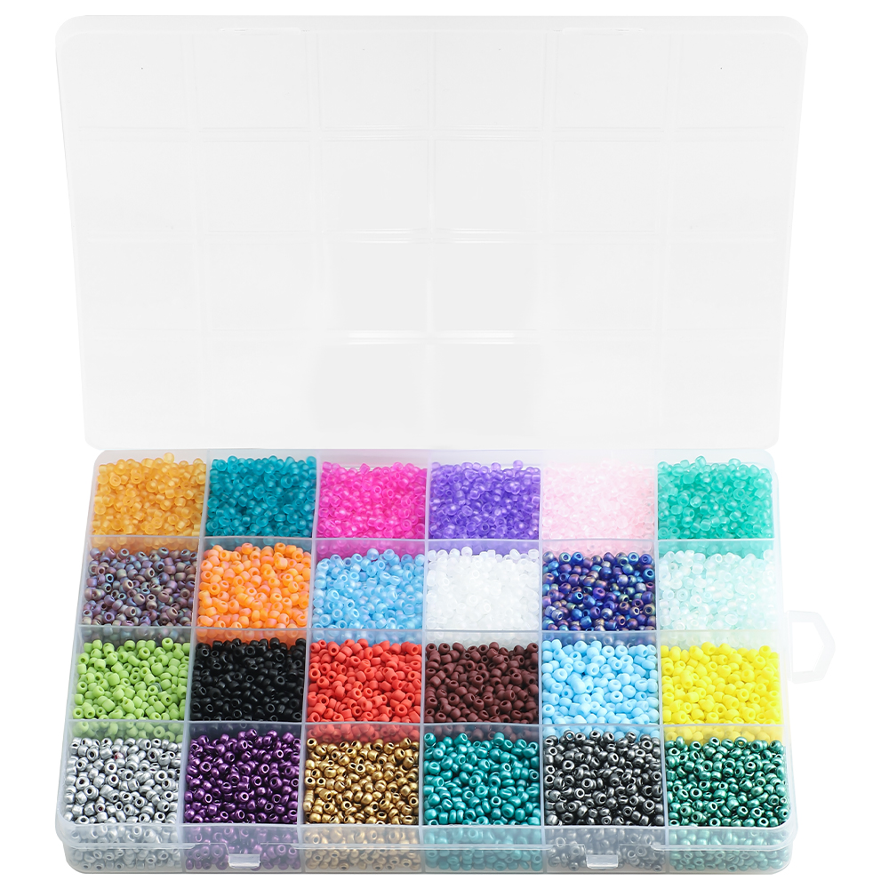 2mm Matte Glass Beads Kit 2800Pcs Small Round Beads for Jewelry Making DIY Needlework Handmade Bracelets Necklace Crafts