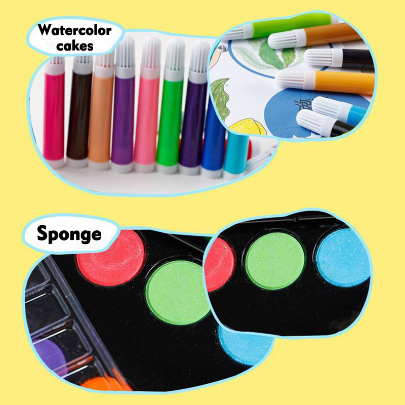 DIY Art Set Kids Art Supplies Wooden Case Kit Painting &amp; Drawing for Teens Boys Girls Gifts Toys