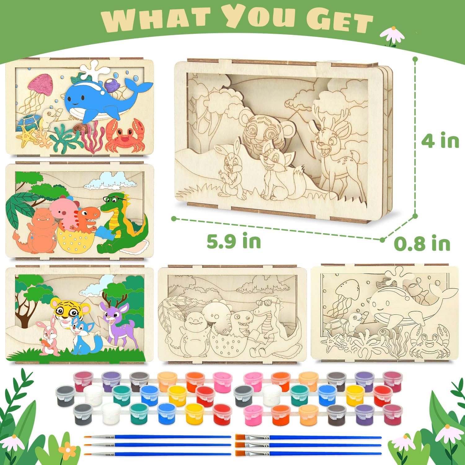 3D Wooden Painting Craft Kits for Kids - New Wooden DIY Coloring Puzzle Set, Creative and Educational Wooden Crafts for Children