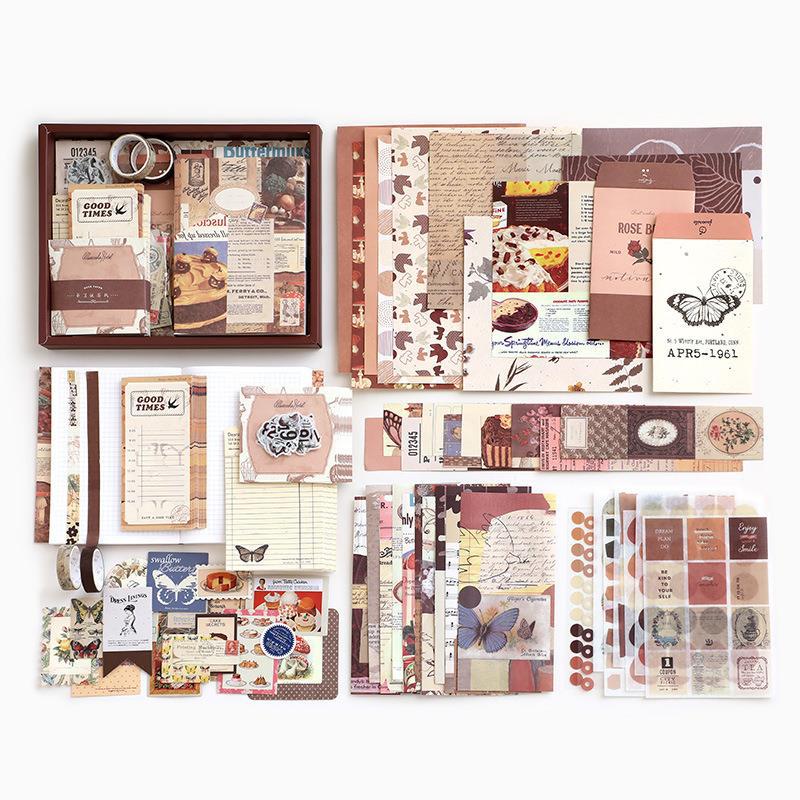 Modern Scrapbooking Supplies Kit A6 Grid Notebook DIY Journaling Stationery Eco-friendly 155 Pcs Personalized Personal Gift Set