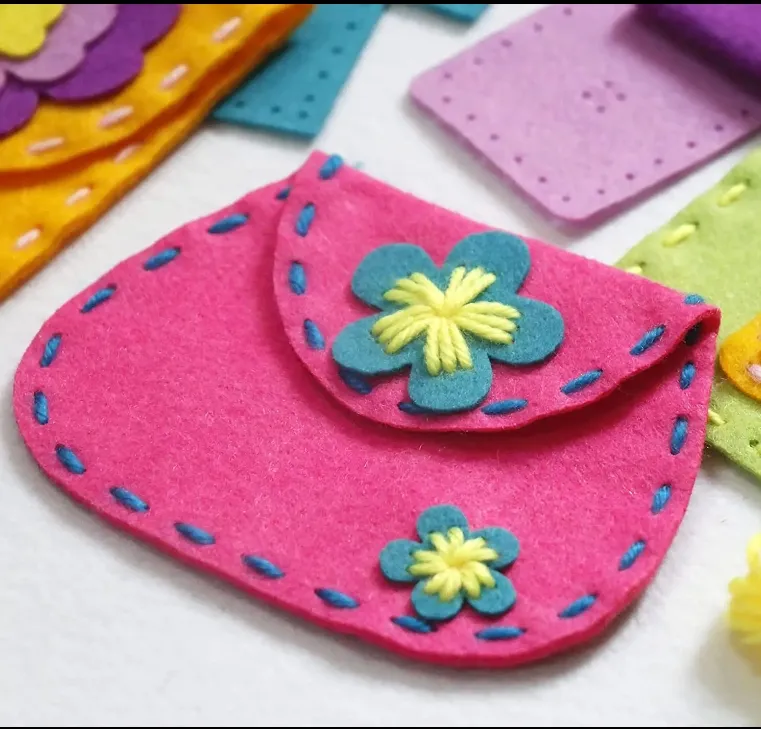 Soft Felt Kids Sewing Bags Purses Kit Felt DIY Crafts Girls Boys Educational Sewing Kids Art Craft Kits Beginners Kids Sewing