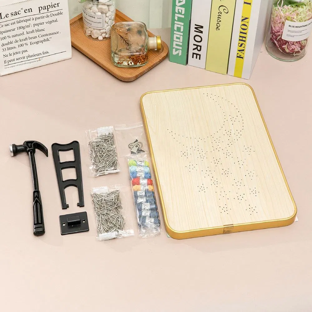 Handmade DIY Aloe Wood String Art Craft Kit Unique Home Decoration Sewing & Weaving Toys Gift Carton Box Included