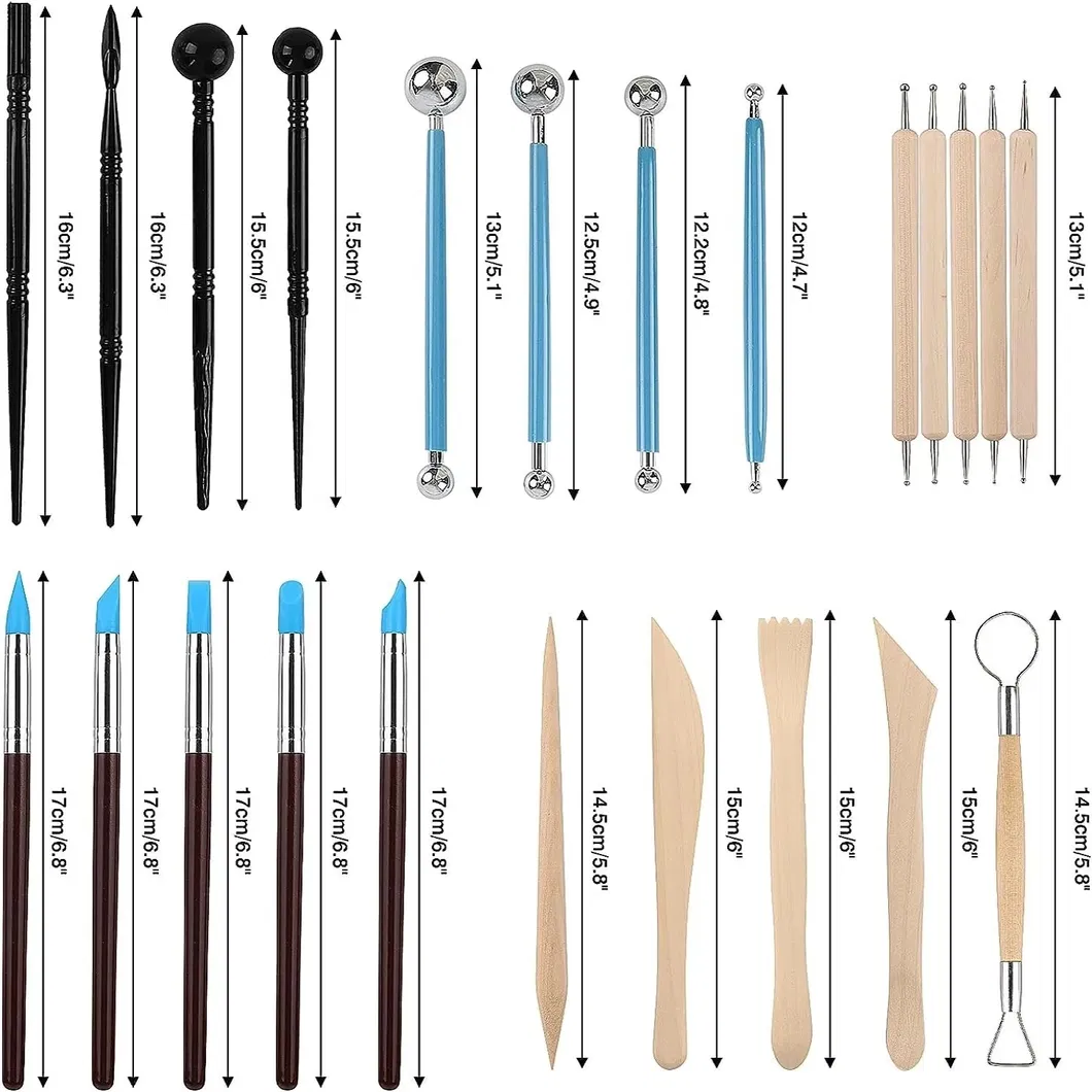 36PCS Pottery Clay Sculpting Tools Pottery Carving Tool Kit with Case Bag