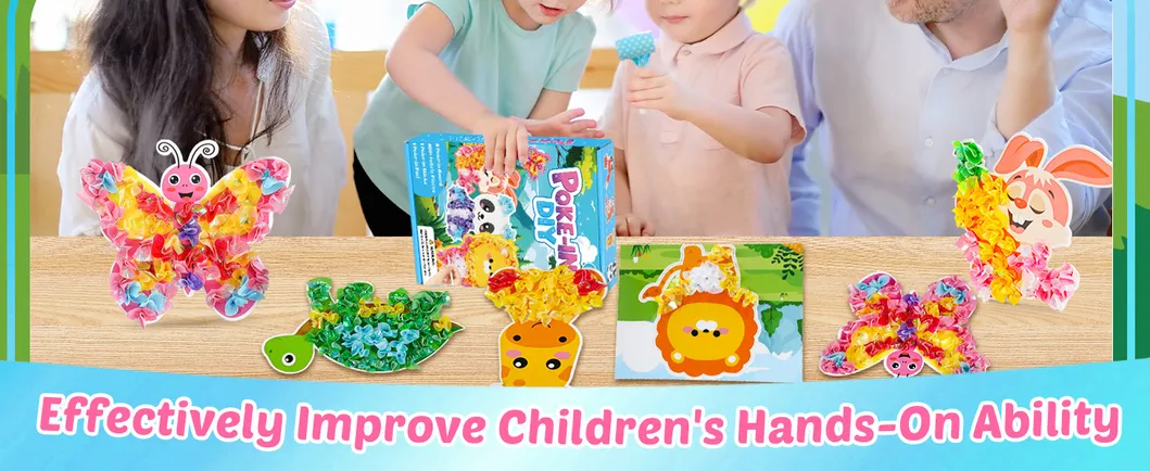Poke-in Craft and Art Kit for Kids Animal Theme No-Mess Fabric Sewing Art