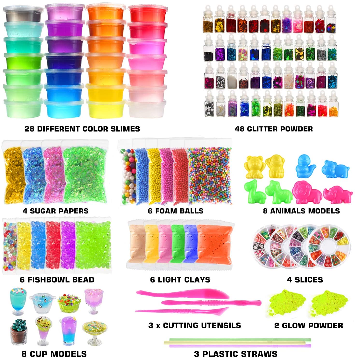 Slime Kit for Kids Diy 126 Pcs DIY Slime Making Kit for Girls Boys