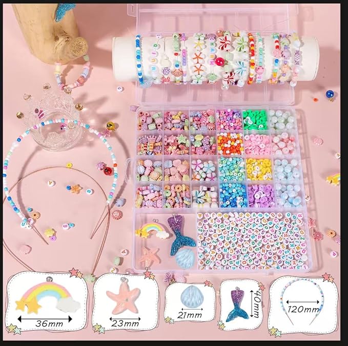 UXIMAIR Bracelet Making Kit for Kids Girls - Cute Beads for Jewelry Making Kit with Charms - Arts and Crafts for Make Necklaces