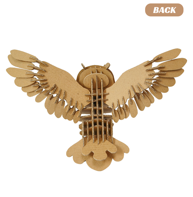 Eco-friendly 3D Cardboard Puzzle Owl Model DIY Laser Cut Corrugated Paper Craft Kit Educational STEM Toy for Kids Wholesale