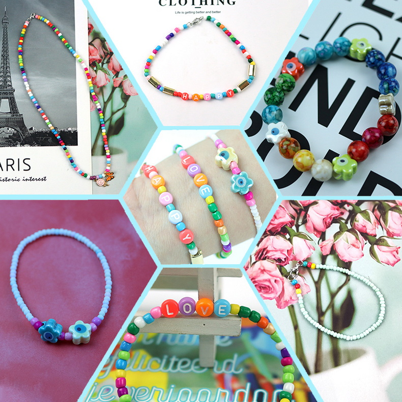 Handmade Polymer Clay Acrylic Plastic Beads DIY Bead Kit Bracelet Kids Jewelry Making Toys Kit