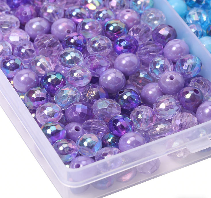 Diy Acrylic Beads Kits With Shinny Face Beads for Jewerrly Making Necklace Bracelet Earring Birthday Gifts for Girls