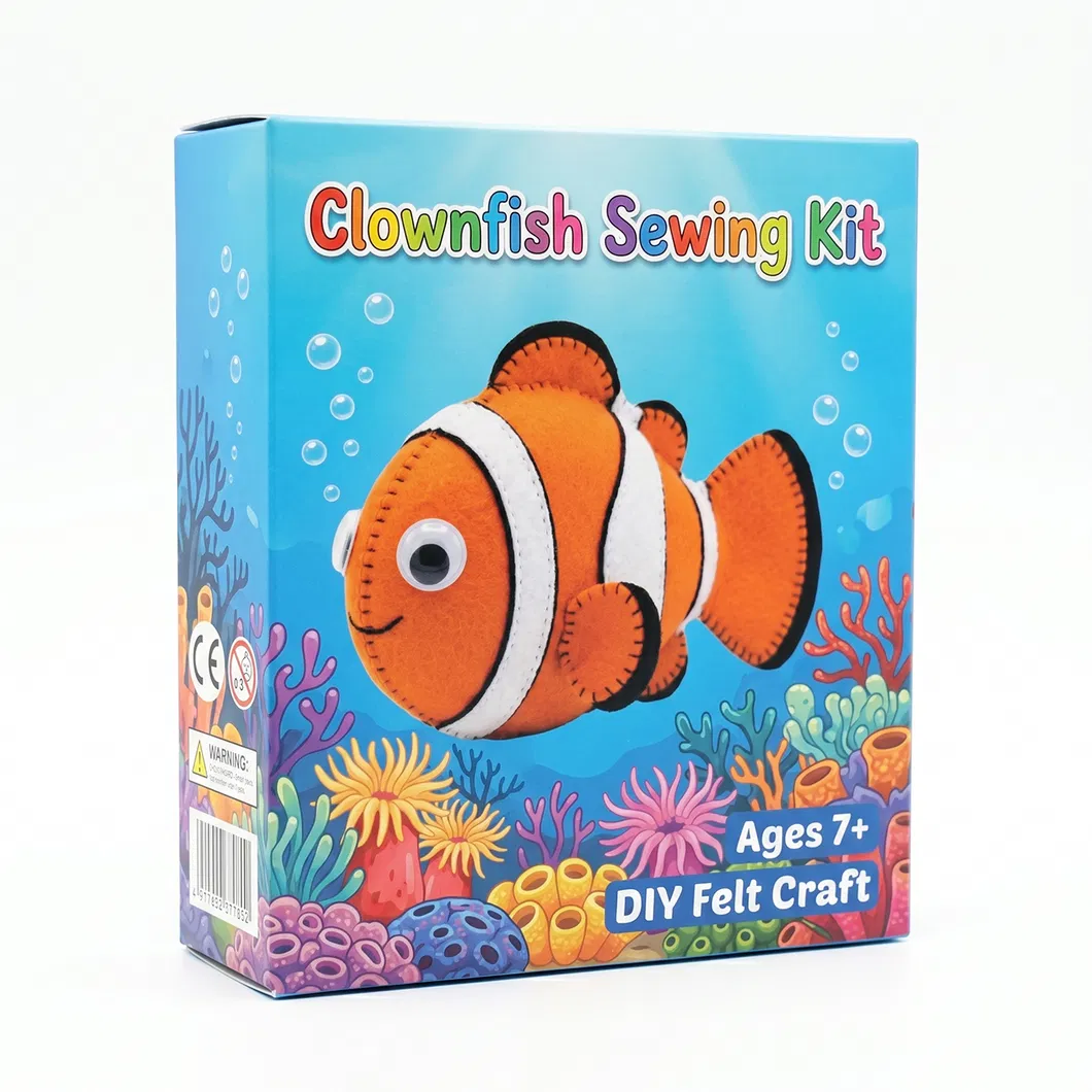 Mini Portable Travel Clownfish Sewing Kit DIY Educational Craft for Kids