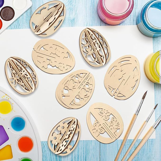 Blosssound 24-Piece Eco-Friendly Indoor Christmas Craft Set 3D Wood Tree Cutouts 12 Colored Markers Unfinished Slices DIY