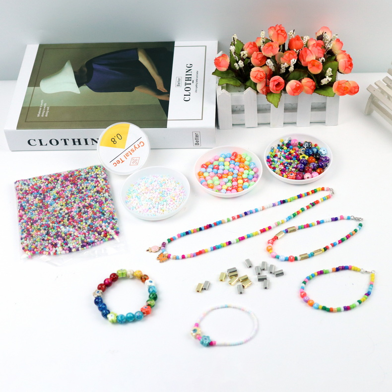 Handmade Polymer Clay Acrylic Plastic Beads DIY Bead Kit Bracelet Kids Jewelry Making Toys Kit