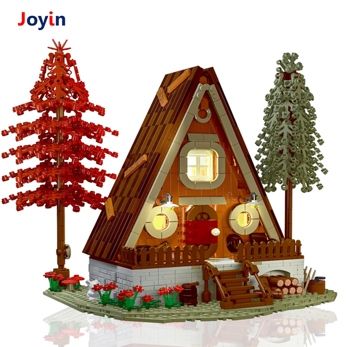 1689 PCS Forest Cabin with Triangular Roof and Light Effects Building Blocks Toy for Kids - Woodland Fun & Nature-Inspired STEM