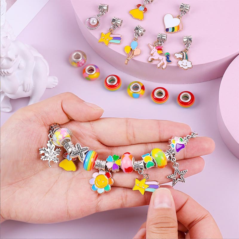 66 Pieces Arts Crafts Jewelry Set DIY Jewelry Beads Bracelet Charm Bracelet Making Kit