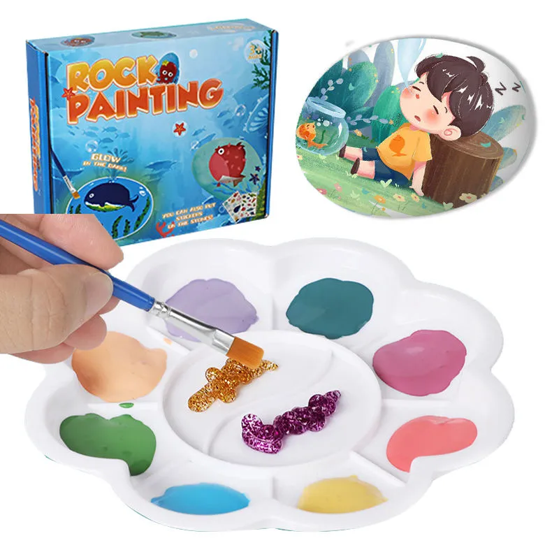 Marine Animal Graffiti Art Sets DIY Creative Stone Drawing Educational Toy Rock Painting Kit 2