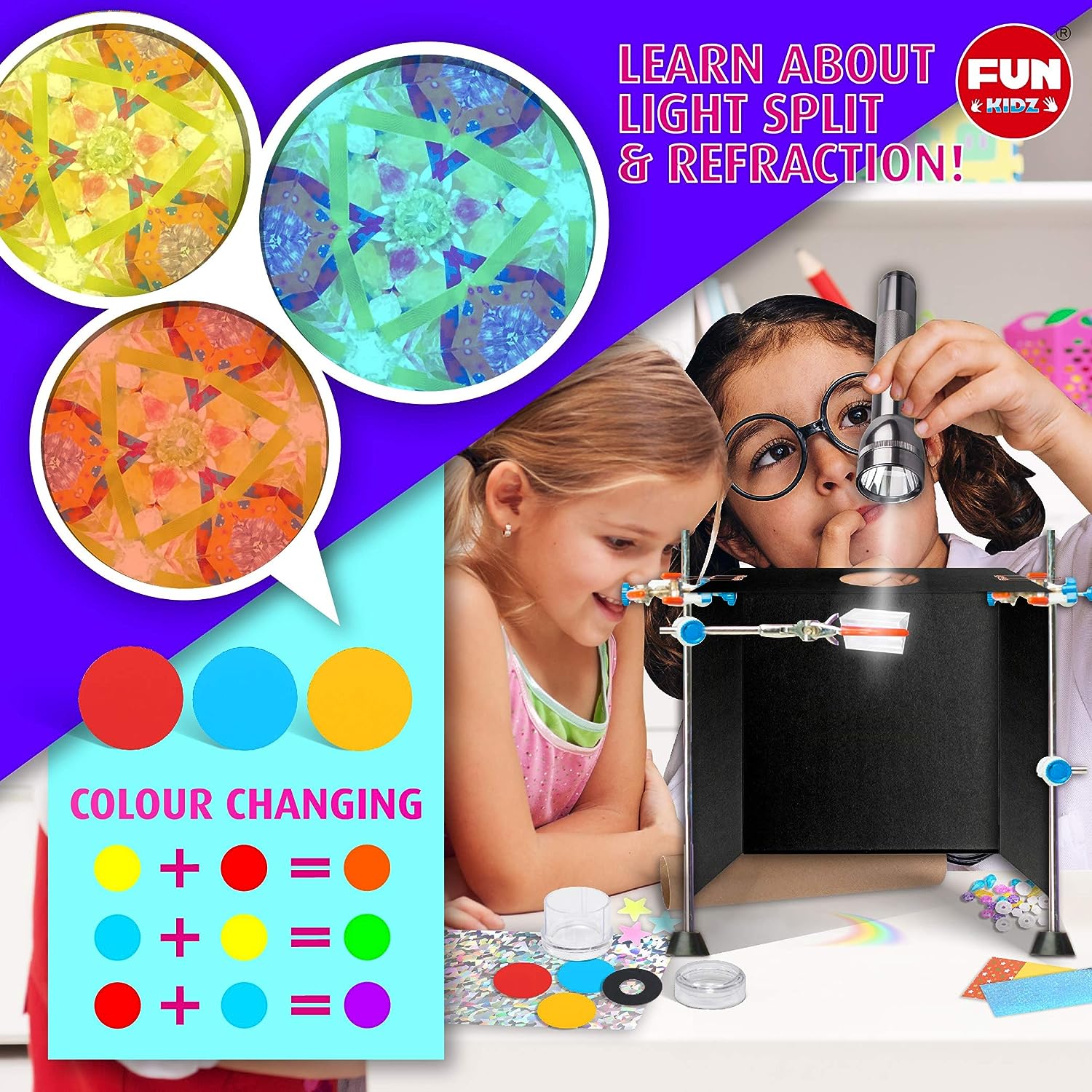 DIY Kaleidoscope Craft Kit with Prism, Optical Illusion Science Experiment Educational STEM Toy