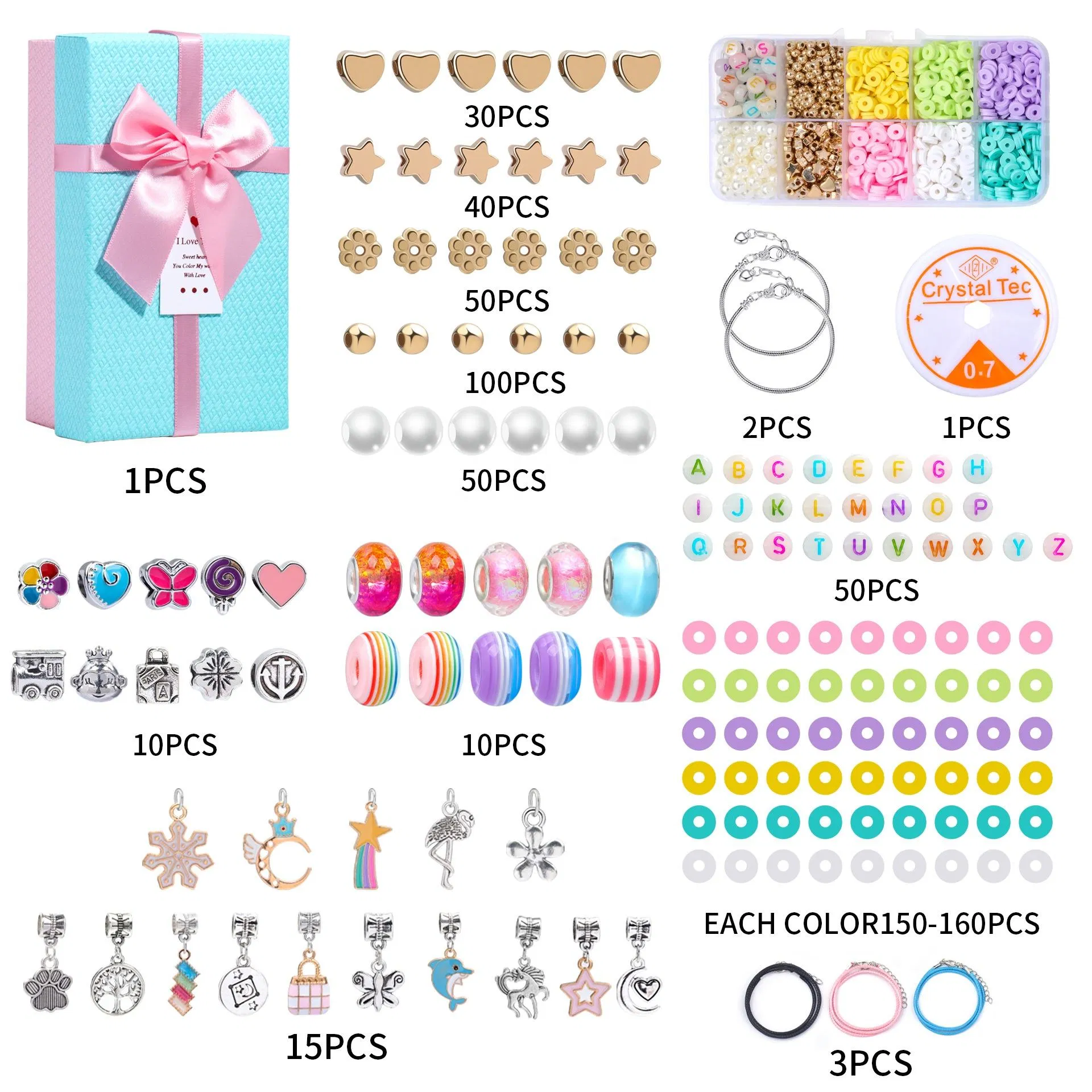 DIY Cartoon Polymer Clay Letter DIY Bracelet Set Creative Pendant Bracelet Necklace Making Kit