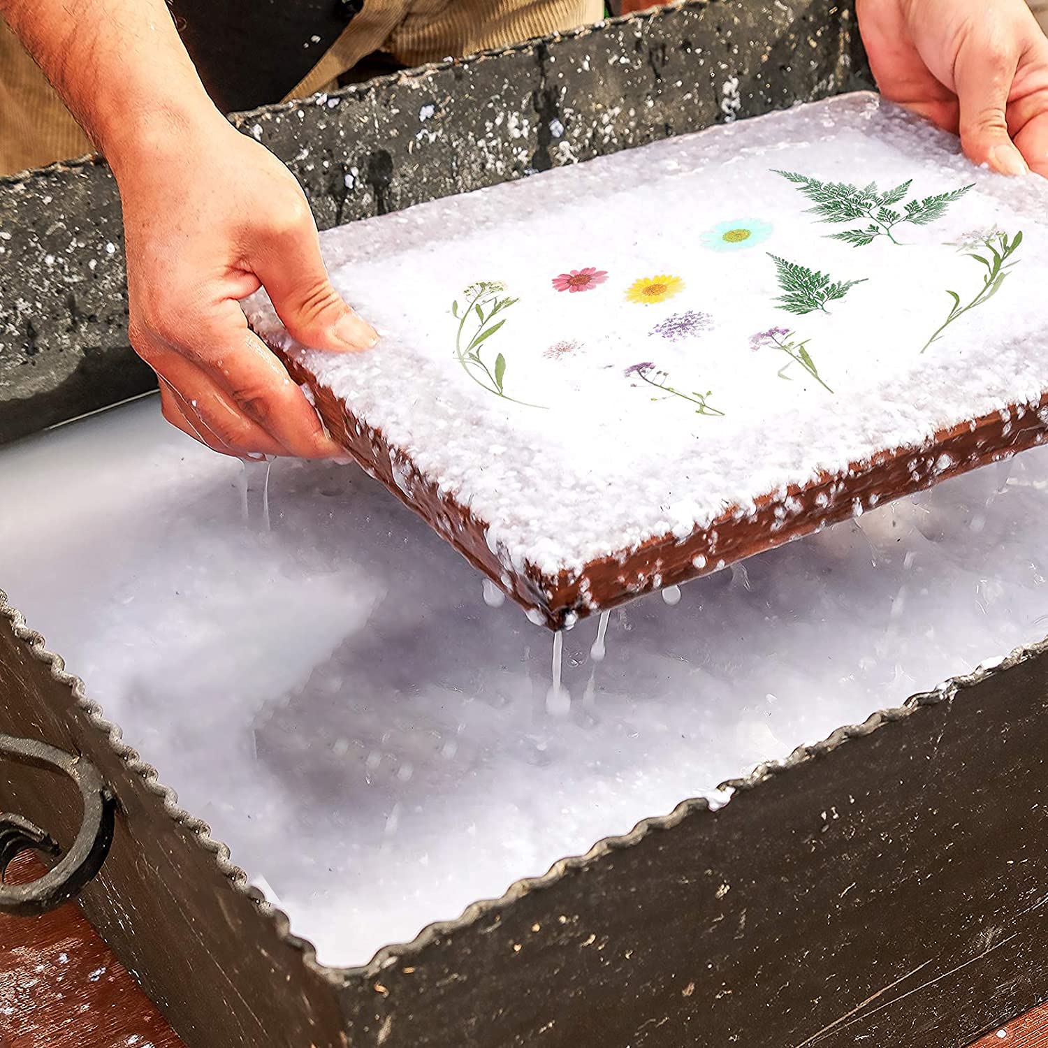 Dried Flower Paper Making Kit Craft Set Include Mold Frame, Spoon Stirrer for Kids Adults Supplies DIY Paper