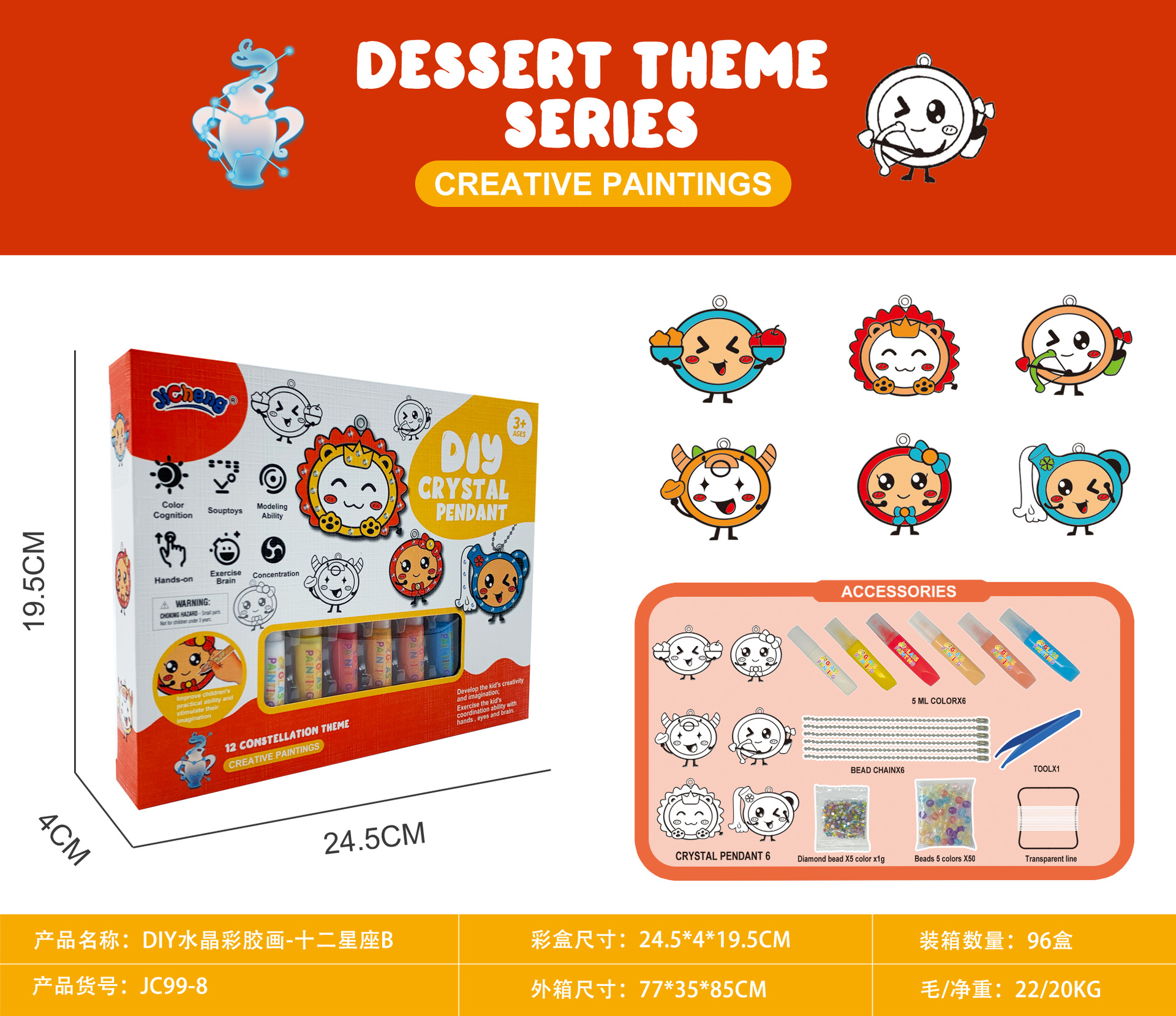 DIY Crystal Paint Arts and Crafts Set, Diamond Crystal Pendant Kit Painting Crafts Graffiti Painting Pendant