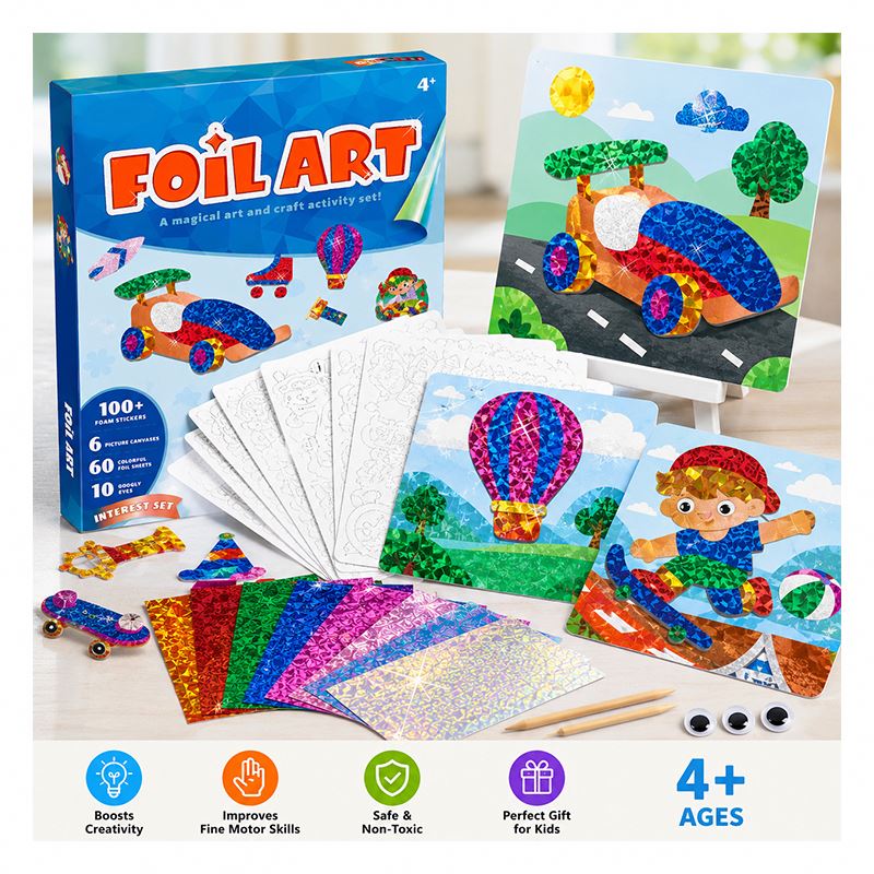 Forest Wildlife DIY Foil Art Craft Kit Metallic Foam Stickers Screenless Creative Activity Birthday Surprise for Kids