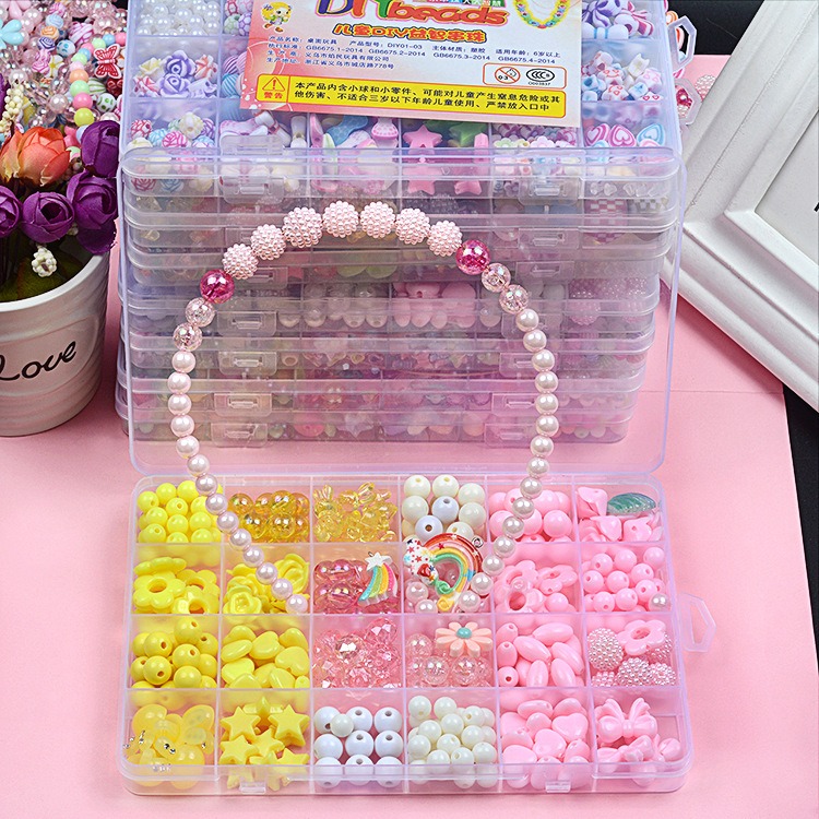 Multicolor 32-Grid Craft Beads Kit for DIY Jewelry Making, Assorted Letter/Flower/Pearl Beads for Bracelet Necklace