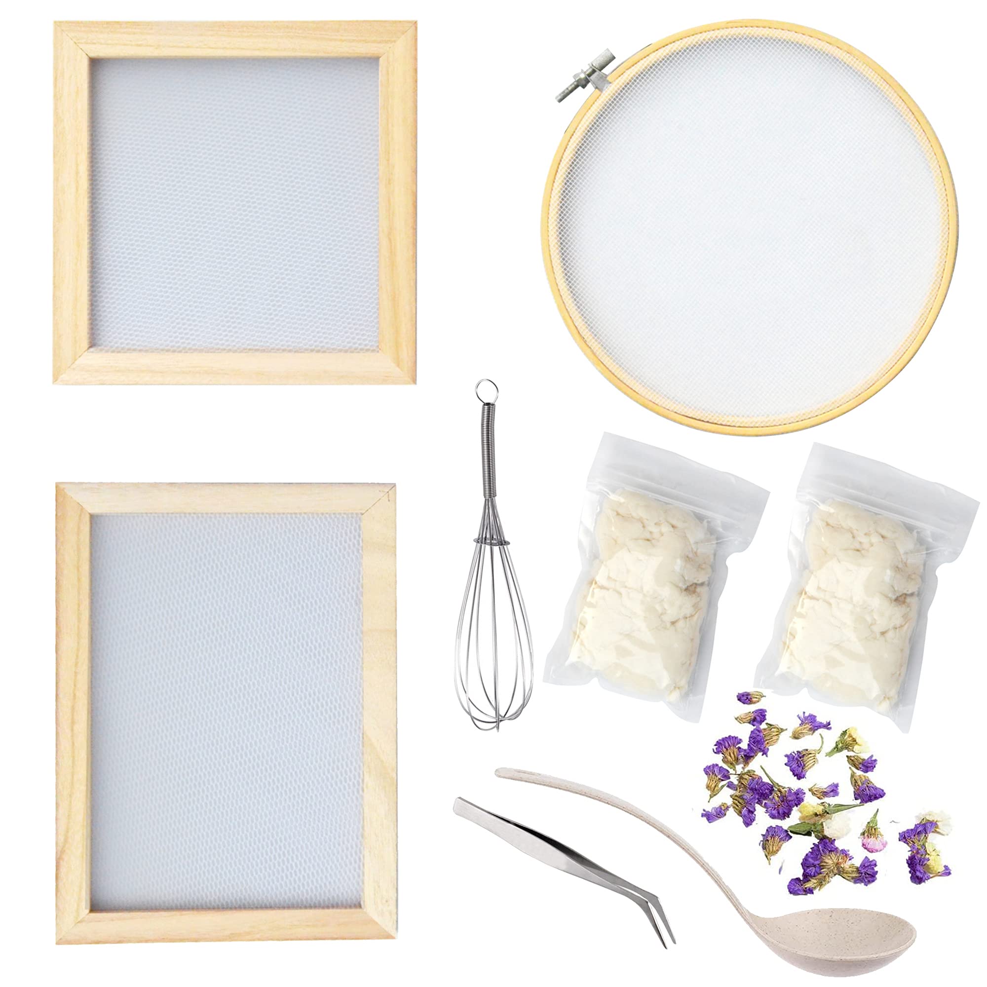 Dried Flower Paper Making Kit Craft Set Include Mold Frame, Spoon Stirrer for Kids Adults Supplies DIY Paper