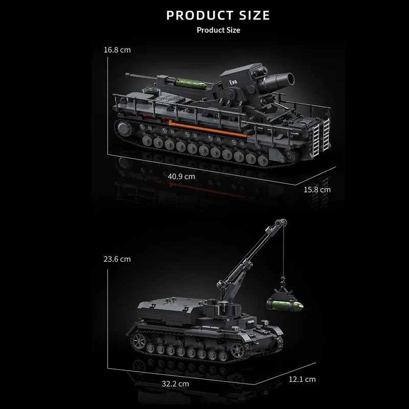 IN STOCK 97026 Ww2 Military Karl Mortar Building Blocks Model Tank Vehicle Kit Bricks Model Toys for Boys Gift Set 4706 pcs
