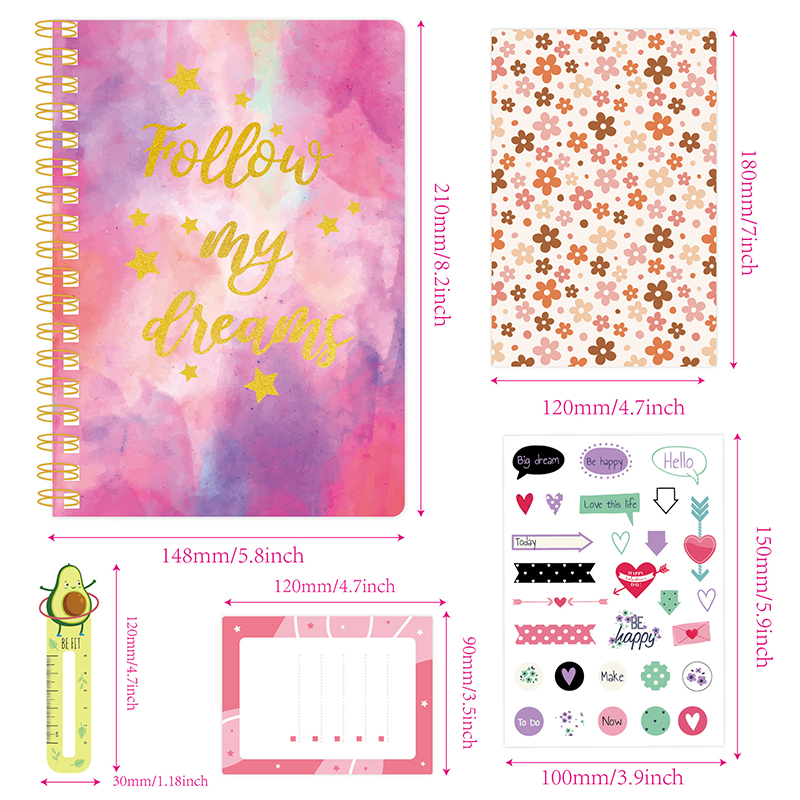 2026 DIY Journaling Book Kit Pink Handbook Diary Gift Box Scrapbook Sticker Children's Diary Set