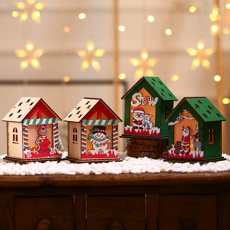 Christmas wooden decorations with colors